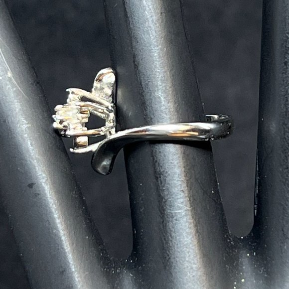 14k GE Silver With Blue And Clear Rhinestones Ring Signed ESPO Sz 5 (R304) - Picture 4 of 6